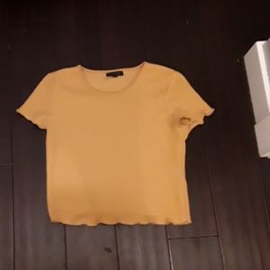 Women Ribbed Crop Top Yellow